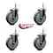 Service Caster 5'' Gray Polyurethane Wheel Swivel 7/16'' Grip Ring Stem Caster Set, 4PK SCC-GR20S514-PPUB-716138-4 - alternate 4